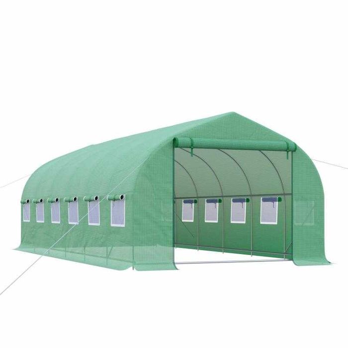 Estufa de Túnel 5,95x3x2 m com 12 Janelas e Porta de Enrolar