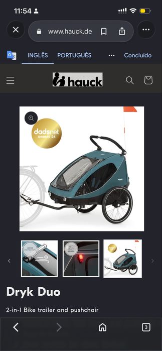 Atrelado de bicicleta / carrinho duplo