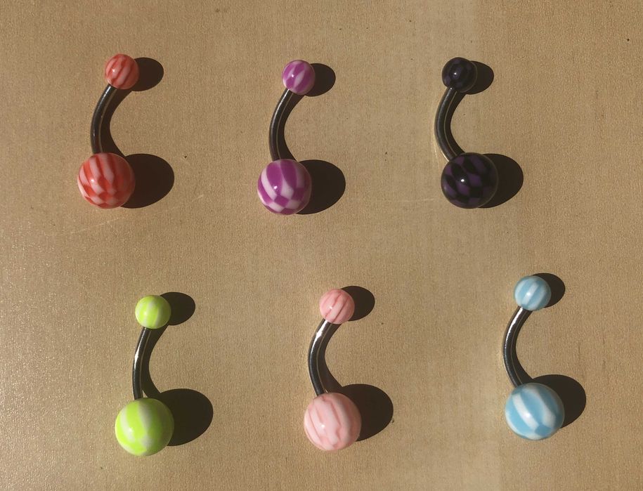 6 piercings novos aço inoxidável