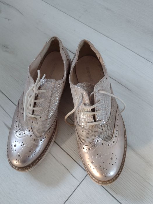 Graceland półbuty damskie oksfordy złote szampańskie 38