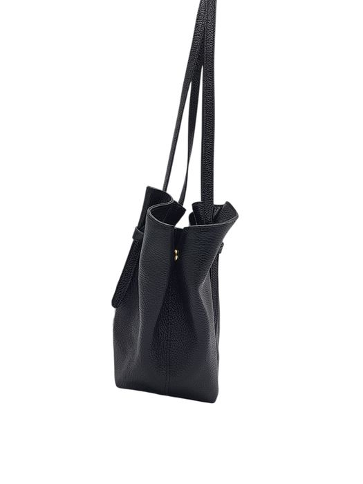 Torebka damska shopper naturalna skóra czarna