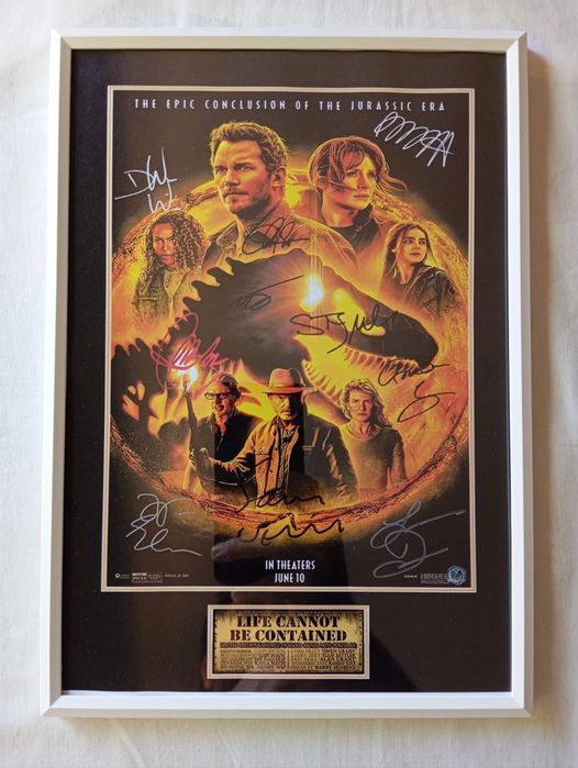 Moldura Filme Jurassic World Dominion com Autógrafos (A4)
