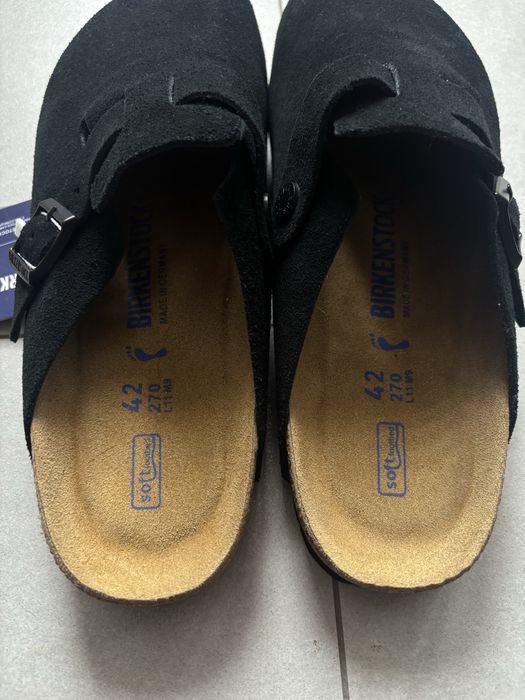 Birkenstock boston clogs czarne klapki zamszowe