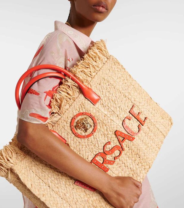 Torba La Medusa ze słomką obszytą skórą