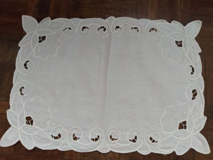 Conjunto de 2 panos bordados branco