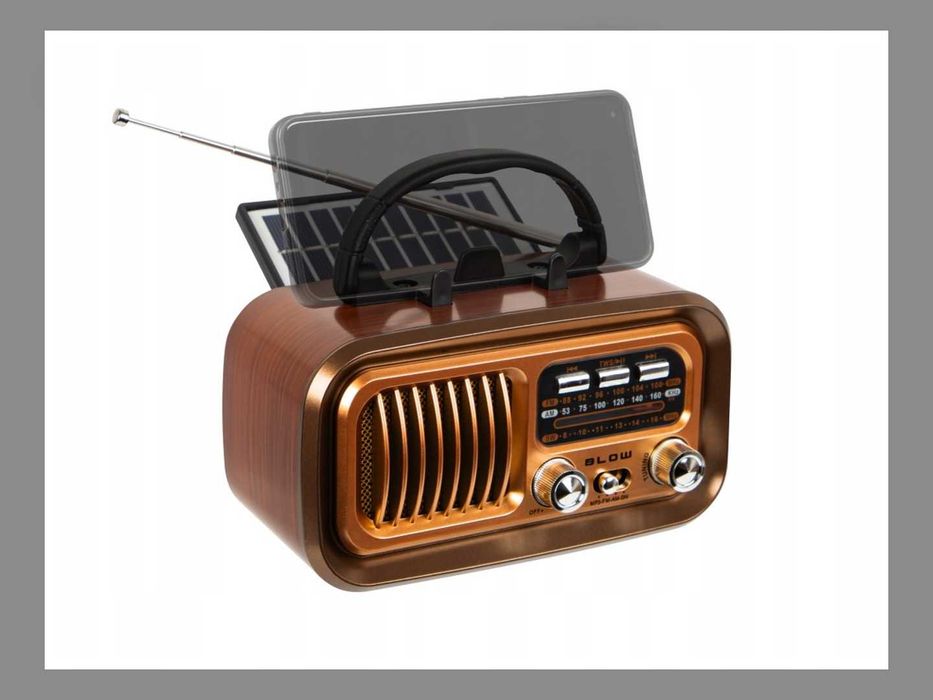 Radio Retro FM AM SW Przenośne Na Baterie i Sieć USB Brązowe