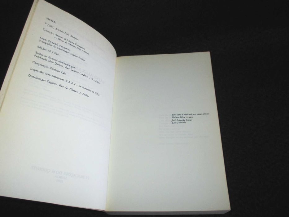 Livro Fado Alexandrino António Lobo Antunes 1ª edição 1983