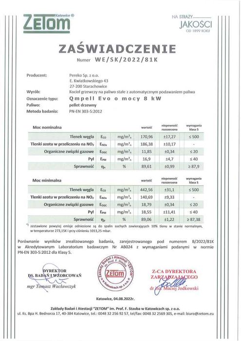 Kocioł, piec na pelet PEREKO QmPell EVO 8 kW - zapalarka