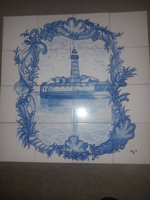 Painéis de azulejos pintados a mao