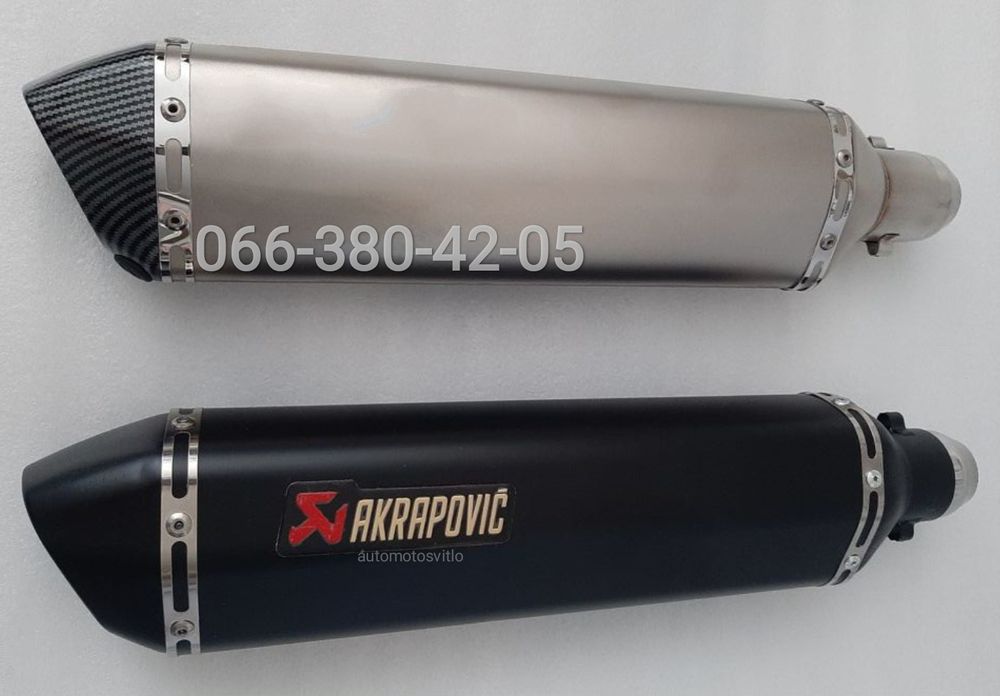 Мото глушитель Прямоток akrapovic карбон 47 см наклейка акрапович