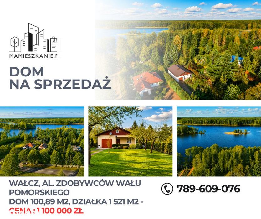 Dom nad Jeziorem Raduń, Wałcz – działka 1521 m2