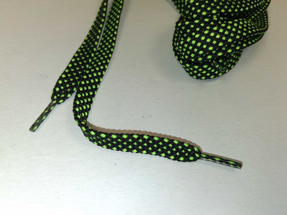 N275 Sznurowadła Sznurówki Okrągłe Gruby Splot Zielono Czarne New