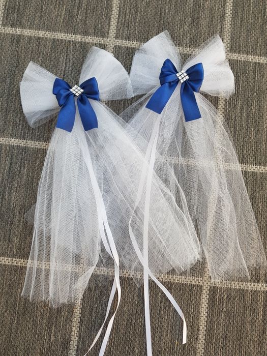 NIEBIESKIE Kokardy do dekoracji/ Navy Blue  /ostatni komplet (4szt)