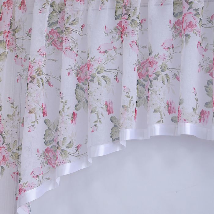 Firana 140x300 z etaminy w kwiaty