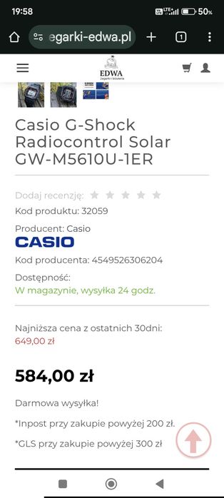 Zegarek casio g-shock GW-M5610U