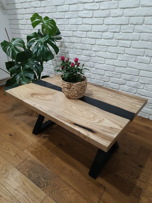 Stolik Kawowy Jesion Żywica Epoksydowa