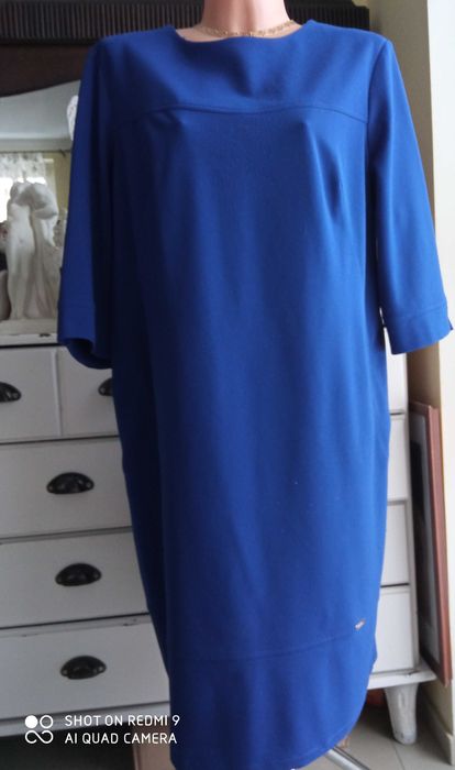 OLIMP 50 52 sukienka chaber kobalt szafir 120 cm pachy biuro