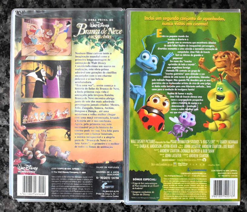 Lote 4 Disney - 7 filmes de animação em VHS