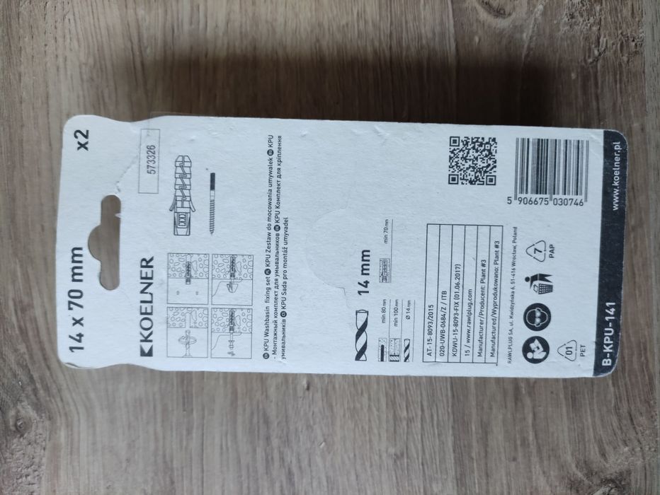 Zestaw do mocowania umywalki 14 x70 mm Koelner