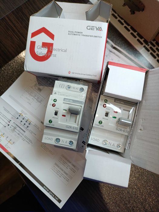 АВР 1 фазний GEYA G2R 63A и Manhua mes1-63ns/2p автомат вводу резерву