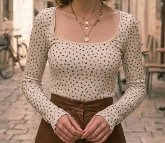 romantyczna bluzka w kwiatki Divided H&M szafa kapsułowa retro Vintage Coquette 36 S