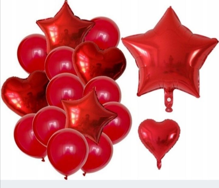 Duży zestaw balonów Walentynki serca gwiazdki 28 sztuk