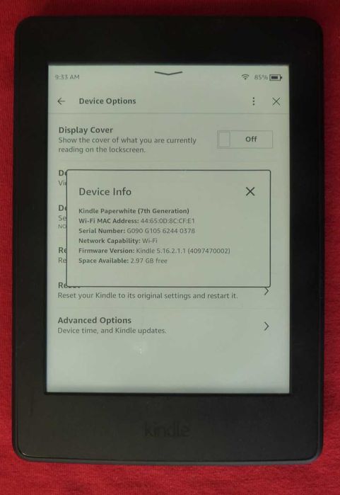 Kindle Paperwhite 3 Edycja 7 th Generacja 4GB BEZ REKLAM -0378-