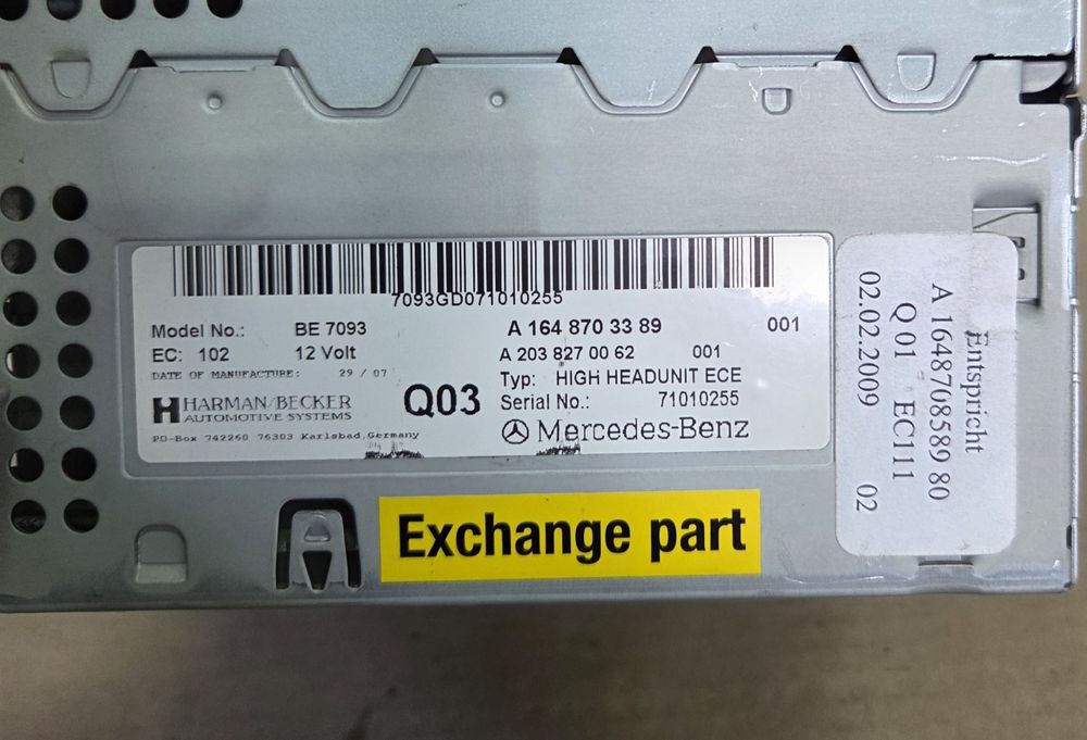 Команд магнітофон магнітола Мерседес МЛ ML GL w164 розборка шрот ML