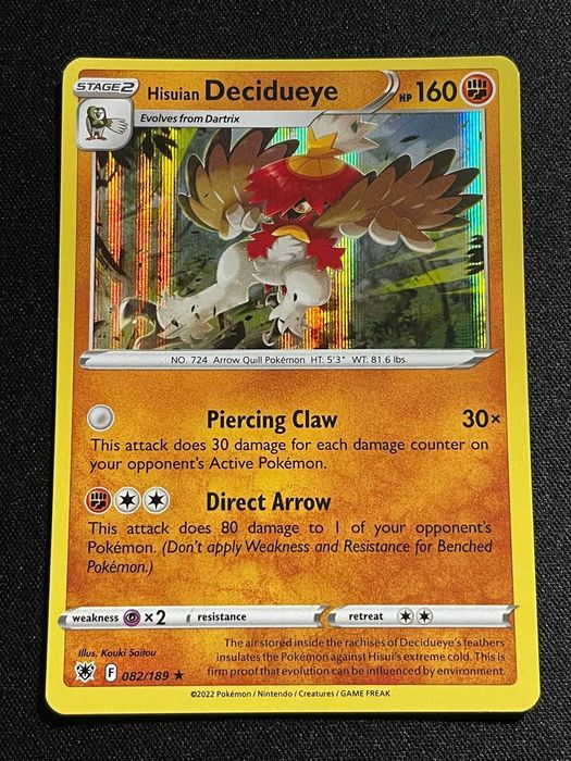 Carta Pokémon Hisuian Decidueye 82/189 Astral Radiance