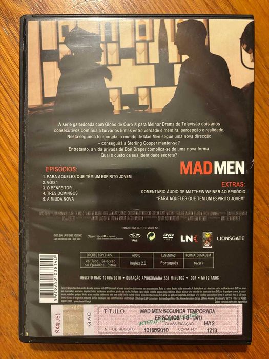 DVD Mad Men - Segunda temporada, primeiros 5 episódios
