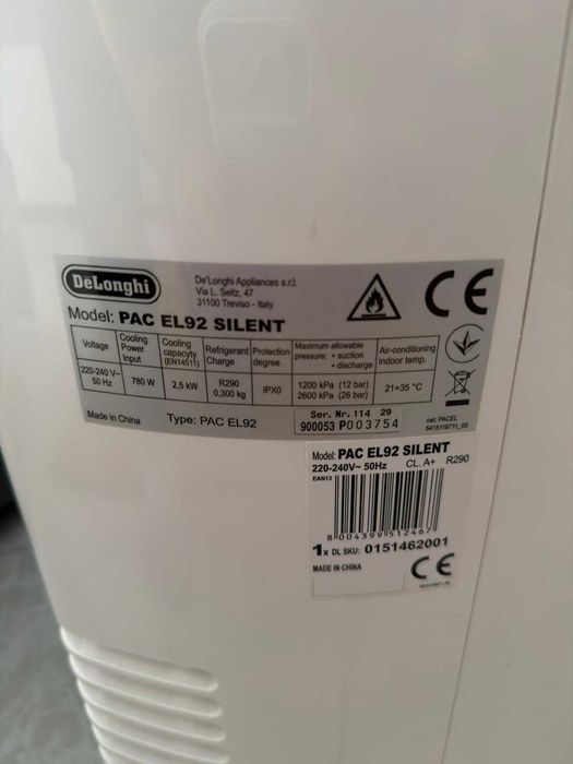 Ar Condicionado Portátil De'Longhi Pinguino PAC EL92 SILENT (2,5 kW / A+)