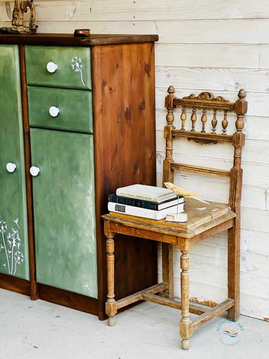 OBNIŻKA CEN !Ręcznie malowana, zielona komoda, szafka na buty, wysyłka