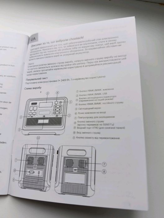 Зарядна станція 2400 choetech bs 008 portable power station