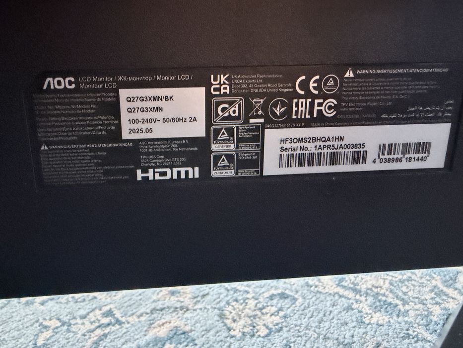 Monitor AOC 27” cali Mini led 180hz