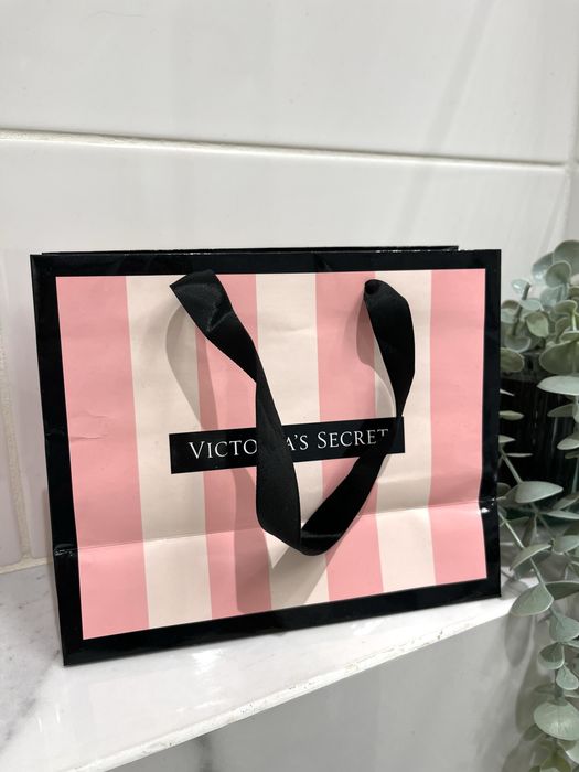 Victoria Secret mała papierowa torebka prezentowa zakupowa torba paski