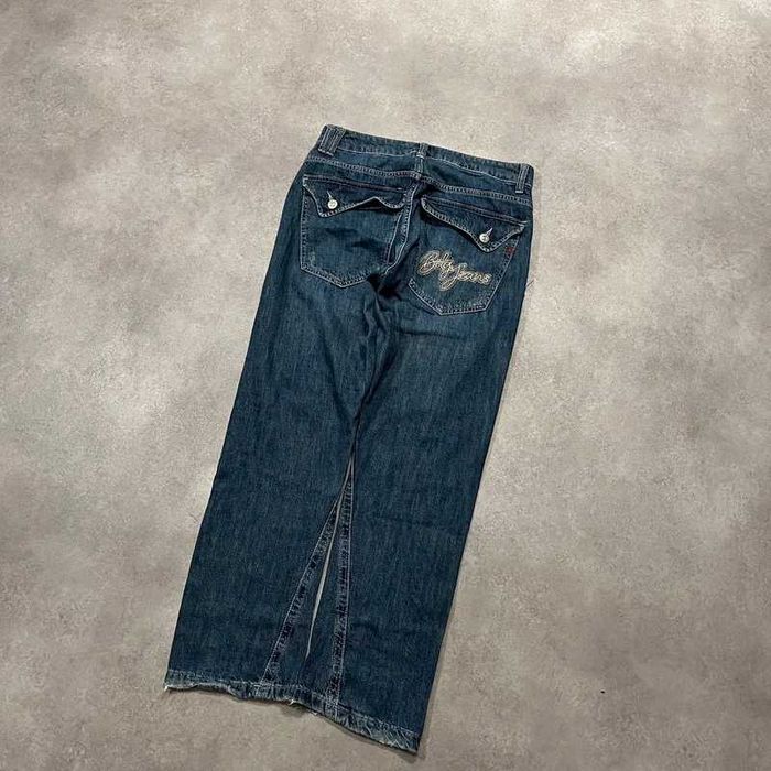 Vintage Spodnie Jeansy Y2K Rap Hip Hop Pocket Denim Pants Haft Retro