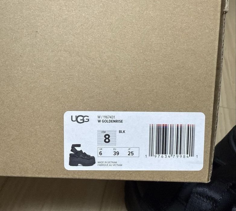 Хіт!! Оригінальні Сандалі UGG goldenrise босоніжки на високій підошві чорні білі молочні