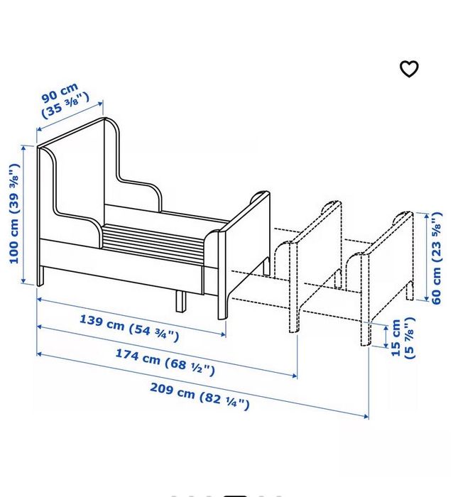 BUSUNGE Cama extensível, branco, 80x200