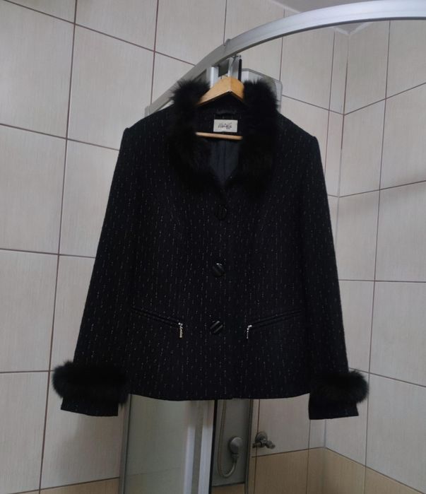płaszcz coat L ModeMa dyplomatka wełna wool wełniany wełna pure new w