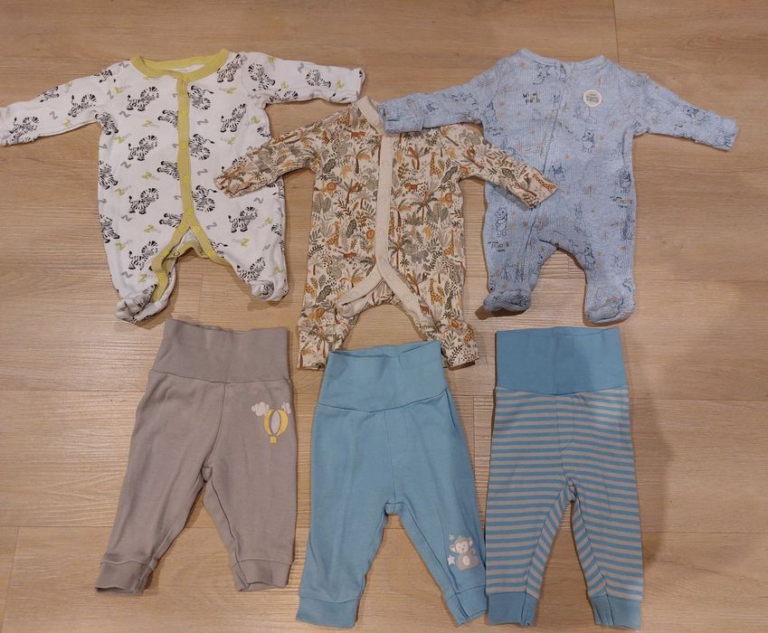 Ubranka 35 szt rozm. 50 dla wcześniaka chłopca, wyprawka + GRATIS