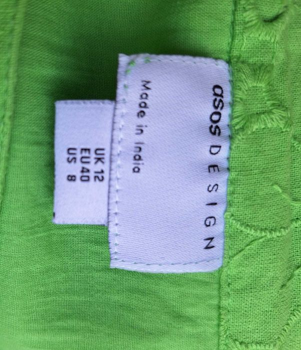 Bawełniana zielona haftowana spódnica ASOS Design