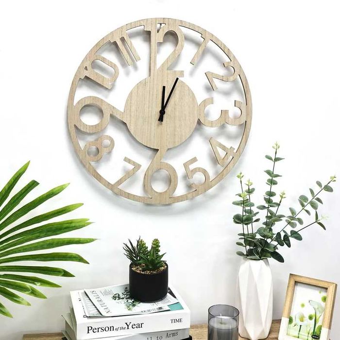 Duży zegar ścienny drewniany na ścianę 50 cm