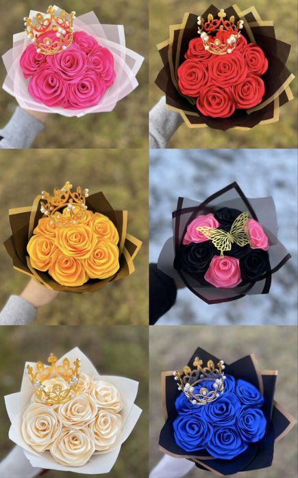 Flores de cetim feitas a mão