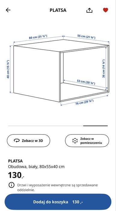 Ikea Platsa obudowa szafka
