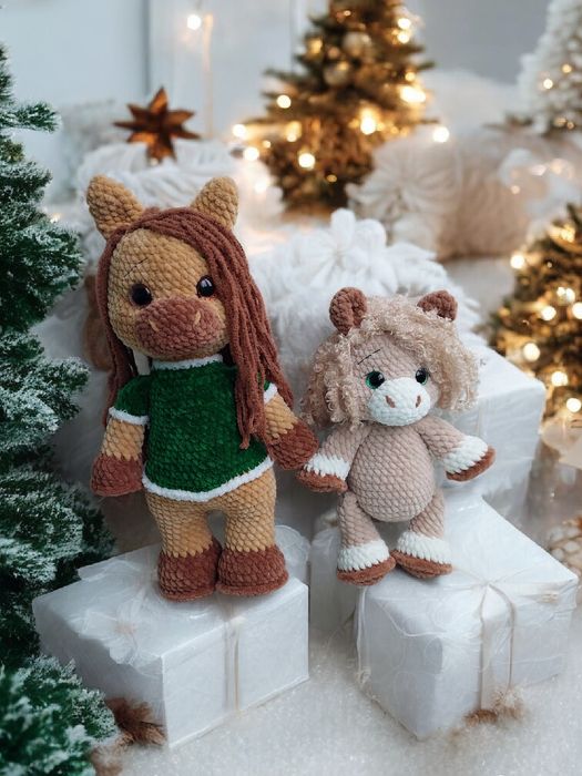Вязаная плюшевая игрушка Лошадка, символ года 2026, подарок на  НГ