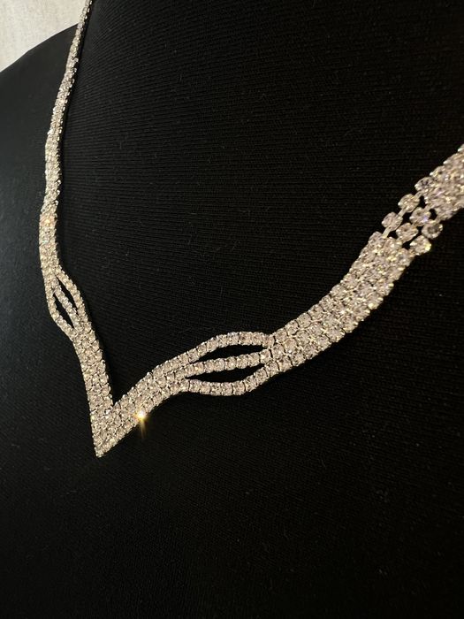 Kolia bizuteria zestaw kolczyki cyrkonie srebrne