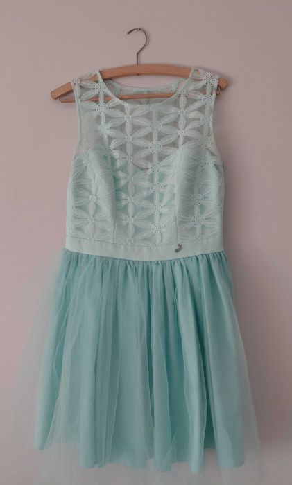 Sukenka damska princess miętowa z tiulem rozmiar 38