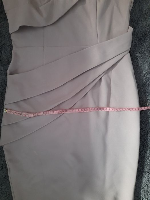 Sukienka elegancka chrzciny wesele M 38 pudrowy róż