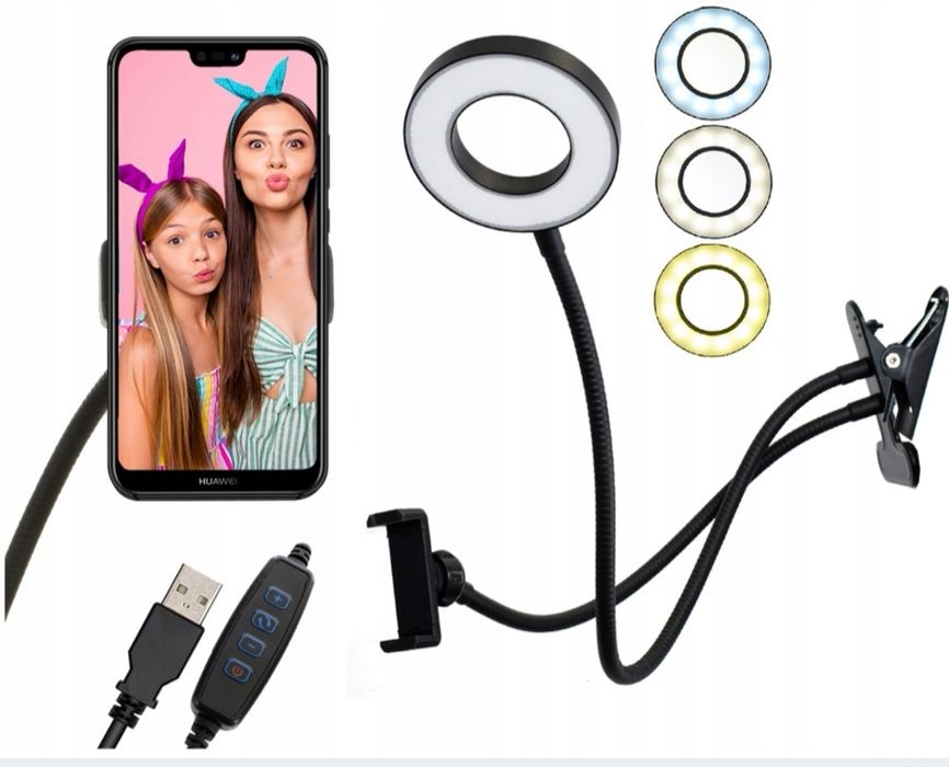 Lampka 2W1 Uchwyt na Telefon do selfie