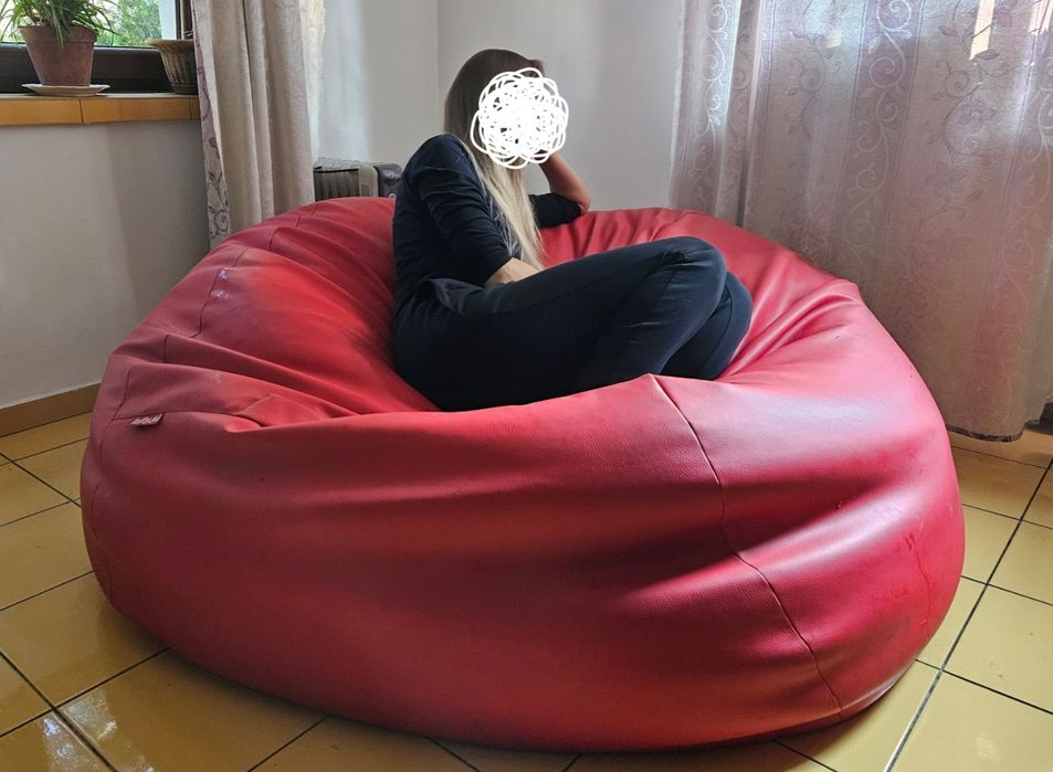 Duża czerwona pufa sofa Fatty | 2 osobowa | Mega wygodna | Ekoskóra